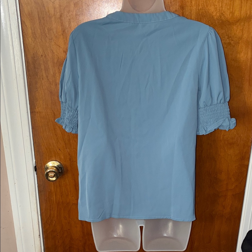 SHEIN Light Blue Puff Sleeve Blouse - Picture 2 of 2